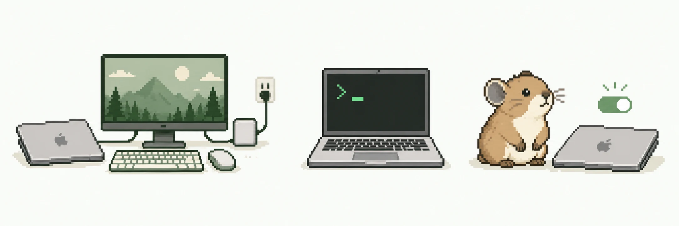 1. Power and closed-display clamshell mode · 2. Keep a Mac awake temporarily with caffeinate · 3. Install pika and use Session and Monitor